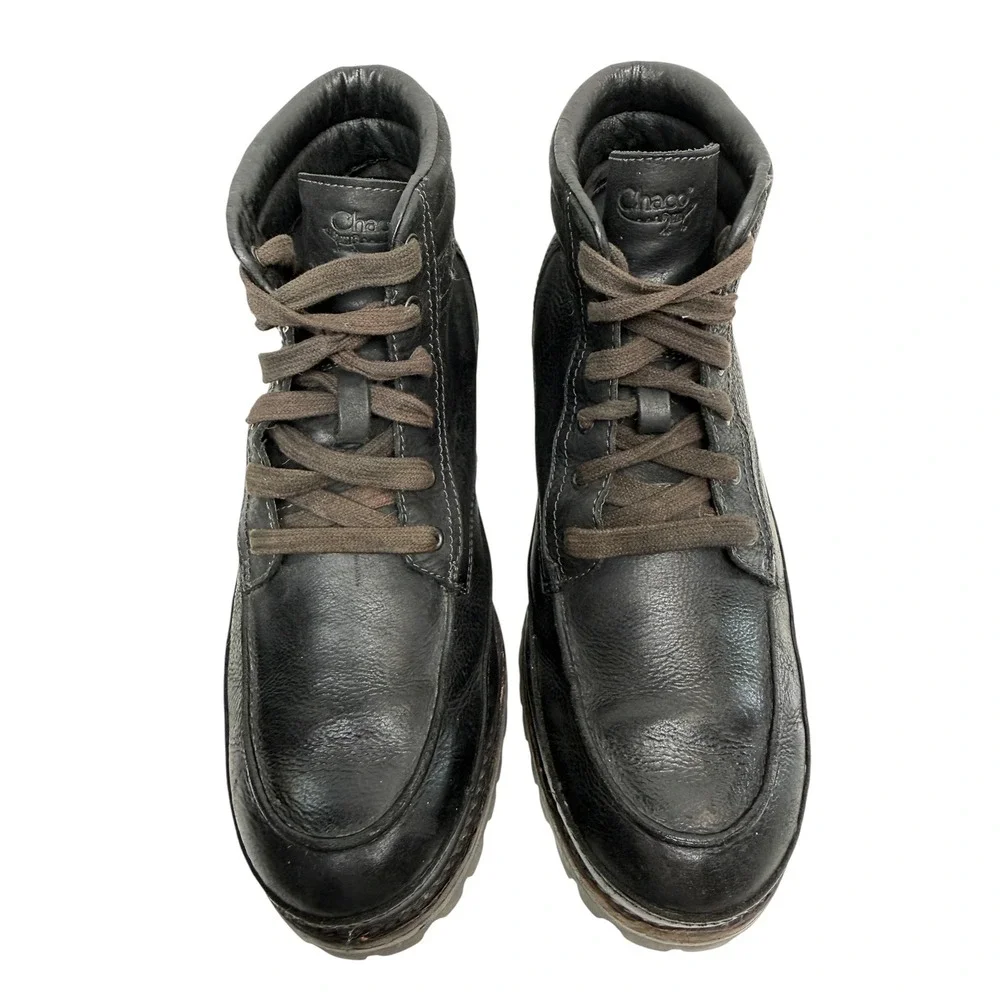 Chaco Yonder Moc Toe Ankle Hiking Boots Mens Black Leather Size 10